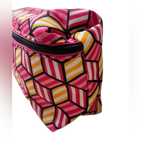 Clinique Cosmetic Travel Bag; Bright Pink, Black, Yellow, Zip Closure, NWOT - Picture 3 of 9